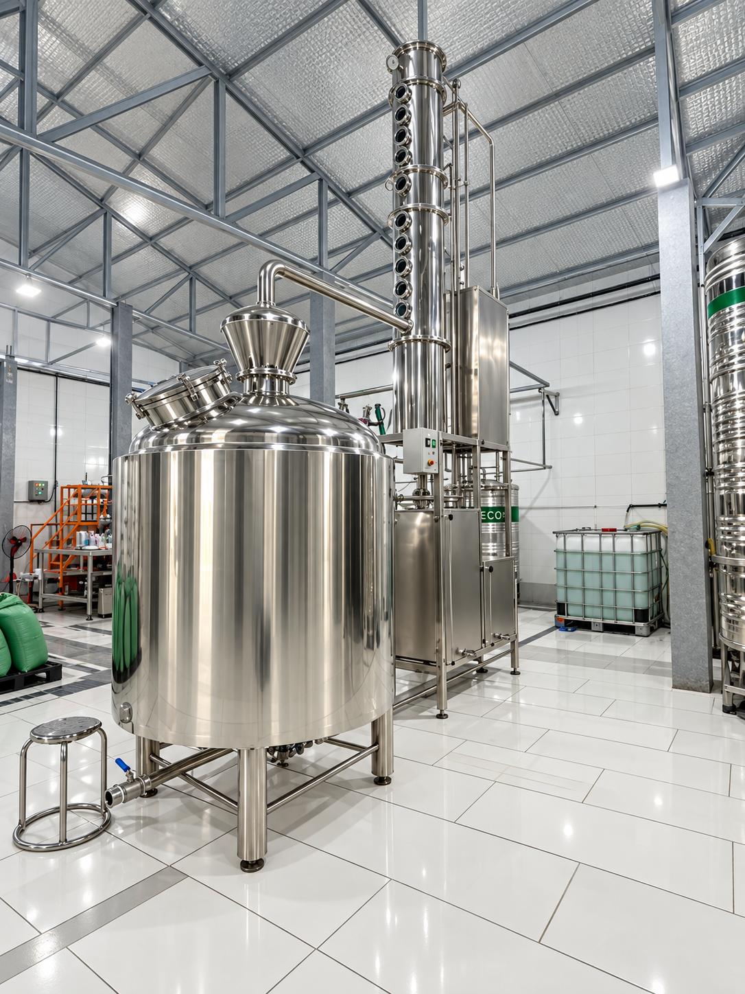 Nồi chưng cất inox nhà máy Thiên Y